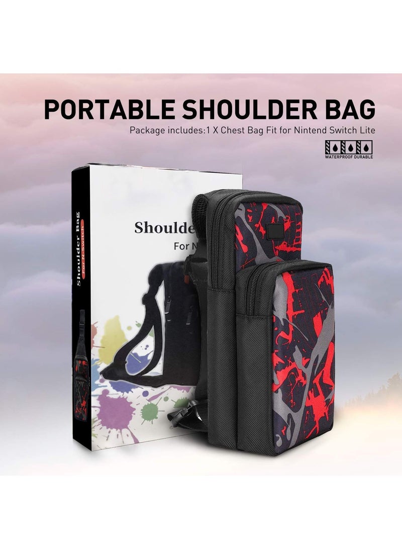HoldPeak - Travel Bag for Nintendo Switch,Portable Travel Carrying Case Mesh Design Waterproof Shoulder Bag, Black/Red - Image 1