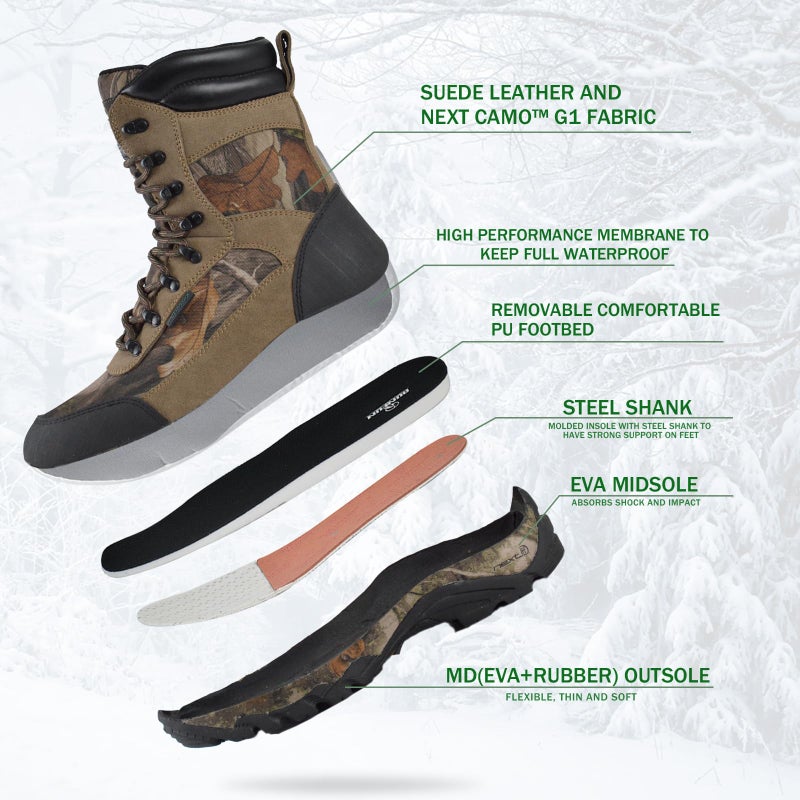 R RUNFUN Men's Waterproof Hunting Boots 9 Inch Camo Insulated Work Boot, 400g Thinsulate(RF2305-9SG1, Size10) - Image 4