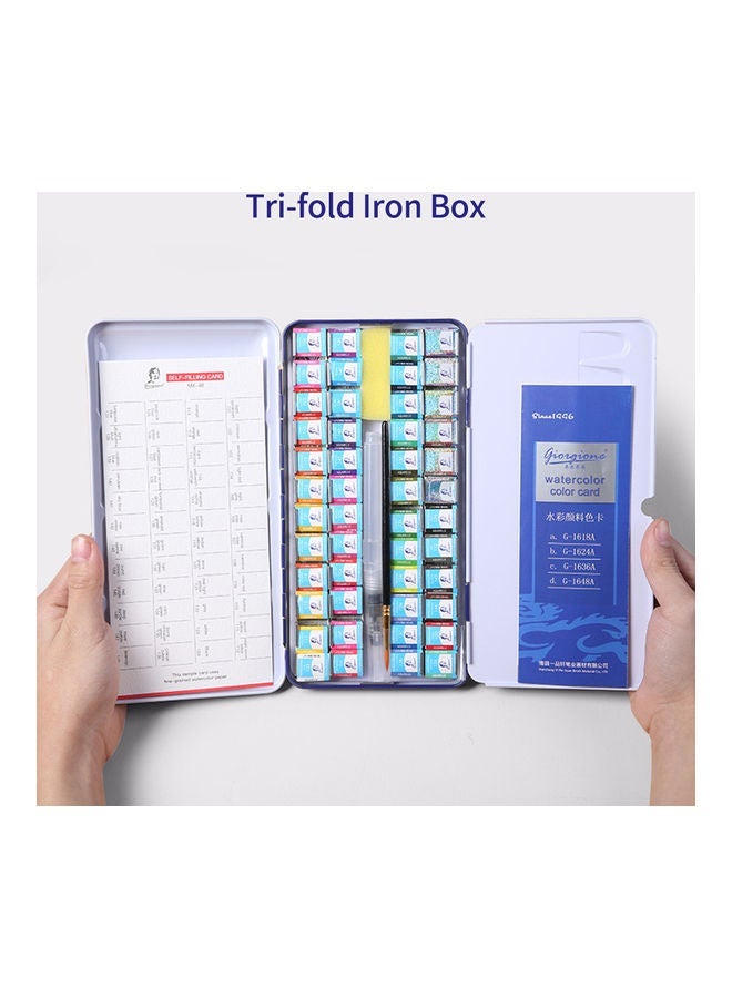 نيبمينينت Watercolors Paint Set With Metallic Pearlescent Colors, Brushes And Storage Case Multicolour - Image 2