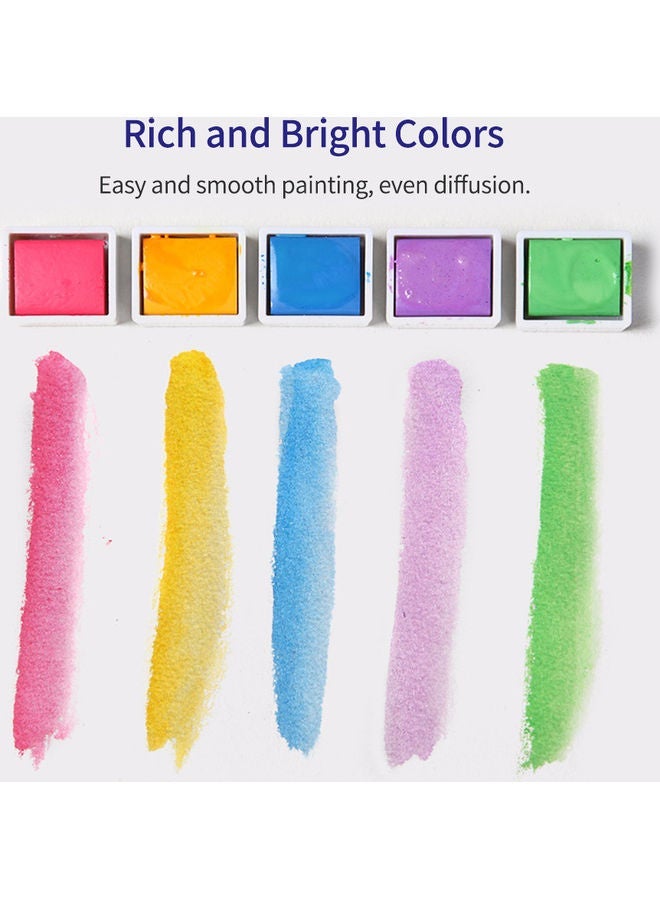 نيبمينينت Watercolors Paint Set With Metallic Pearlescent Colors, Brushes And Storage Case Multicolour - Image 3