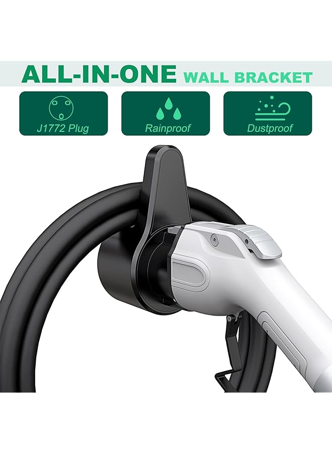 KASTWAVE Ev Charger Holder, Abs Waterproof Wall-Mount Electric Vehicle Charging Nozzle Plug Holster & Cable Hook With Screws For All Sae J1772 Electric Cars Connector - Image 3