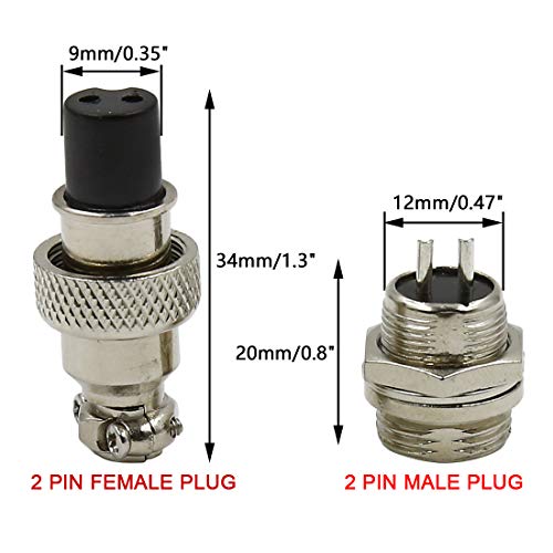 Hxchen 2 Pin Metal Male Female Panel Connector 12mm GX12-2P Silver Aviation Plug - (2 Sets) - Image 2