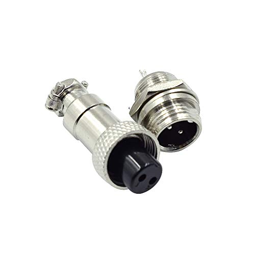 Hxchen 2 Pin Metal Male Female Panel Connector 12mm GX12-2P Silver Aviation Plug - (2 Sets) - Image 5