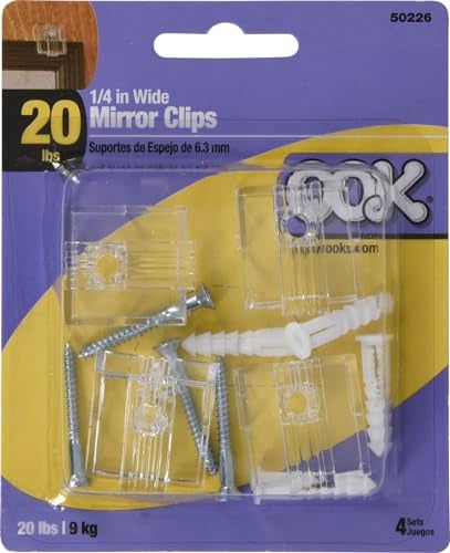 OOK 534016 1/4-Inch 20-Pound Adjustable Plastic Mirror Holders, 4-Pack - Image 1