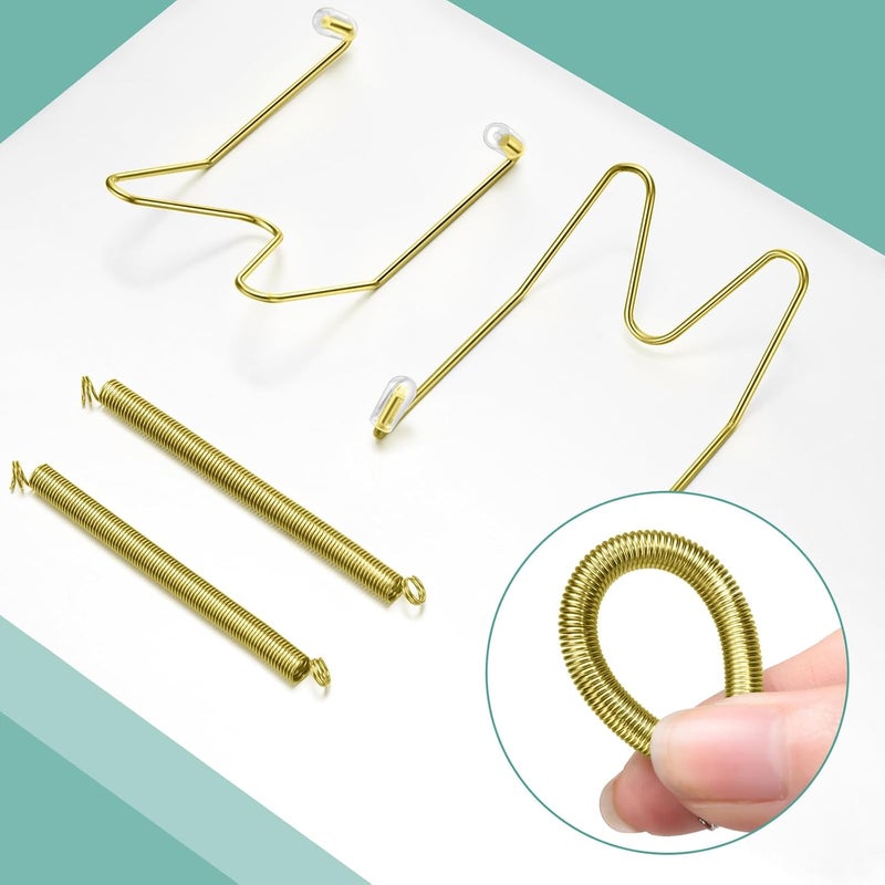 Hotop 12 Pieces Plate Hangers for Wall Stainless Steel Wire Invisible Heavy Duty Plate Hangers Display Holders with 12 Pieces Hooks for Wall Decorative(4-5 Inch,Gold) - Image 3