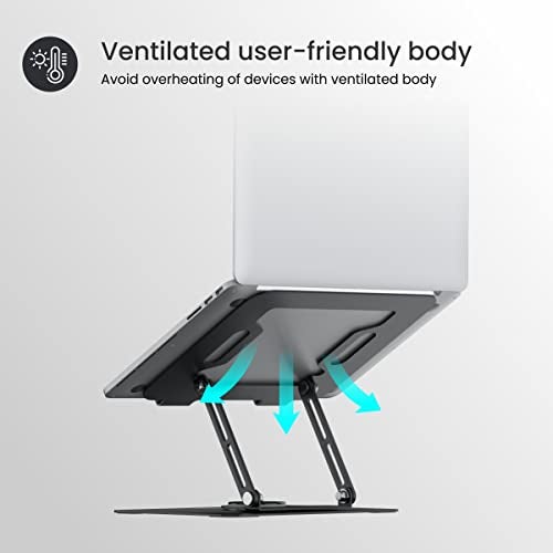 Portronics My Buddy K9 - Portable Laptop Stand - Adjustable Elevation Levels - Ventilated Anti-Slip Design - 360-degree Rotating Base(Black) - Image 3
