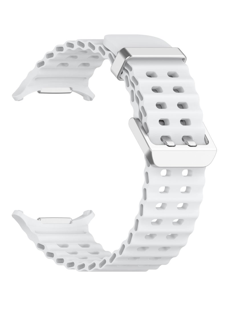 Youque Ocean Wave Shape Silicone Sport Watch Strap/Watchband for Samsung Galaxy Watch Ultra 47MM2025 White - Image 1