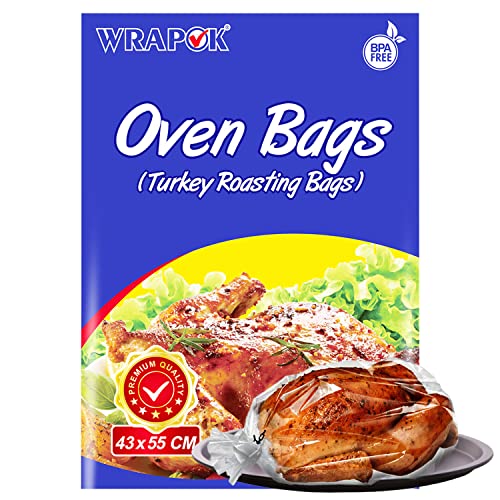WRAPOK Oven Cooking Turkey Bags Large Size No Mess For Chicken Meat Ham Poultry Fish Seafood Vegetable 4 Bags 17 x 215 Inch