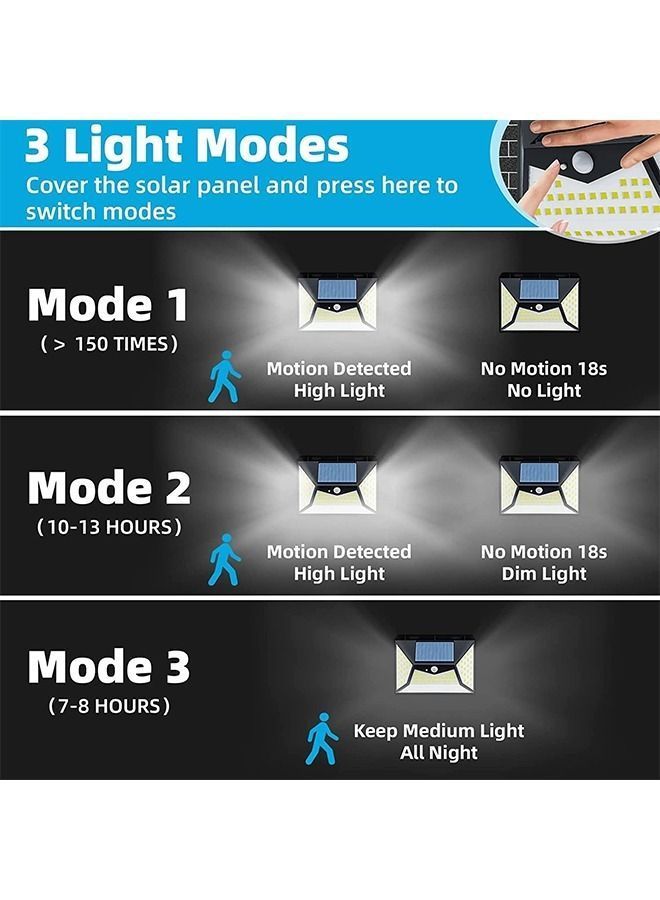 Y&D DMG Solar Outdoor Lights, Wireless Motion Sensor Wall IP65 Fence Lights Waterproof with 270° Wide Angle & 3 Modes for Front Door, Yard, Garage, Deck (118 LEDs/4 Packs)  - Image 4