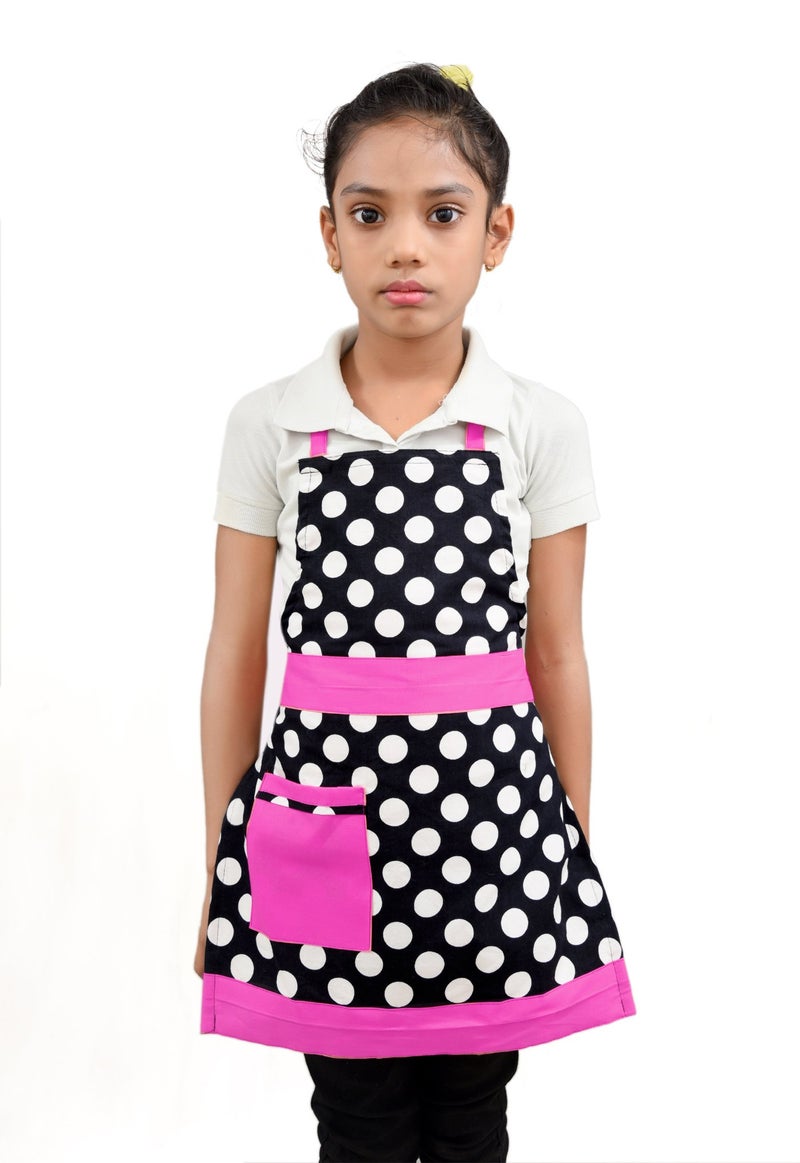 Switchon Waterproof cotton Multi Purpose Cooking Polka dots Apron for kids pack of 2 (Ideal for kids of age 6 to 12 years) - Image 3