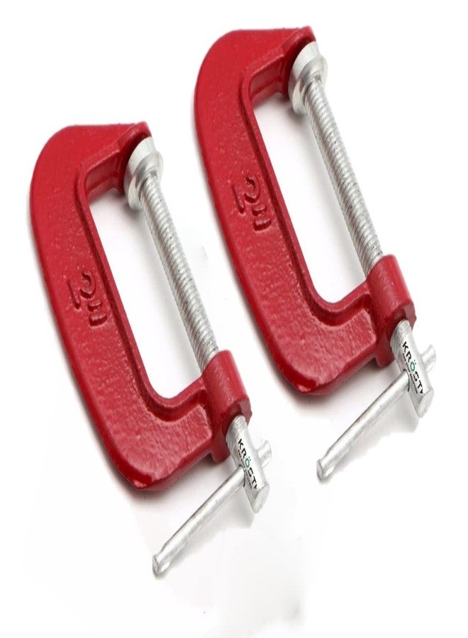 KROST Heavy Duty C and G Clamp Set, 2" C-Clamp for Metalworking, Woodworking, 2-Inch Max Jaw Opening, Red - Image 1