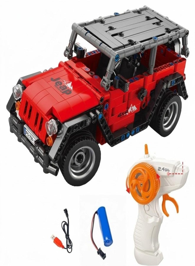 RUZARTH 1:16 RC Building Block Car for Kids, 410 PCS Remote Control Off Road Jeep Toy with 2.4GHz Controller, DIY Construction Brick Car Model, Rechargeable Racing SUV Kit Gift for Boys Girls 6+ Years - Image 1