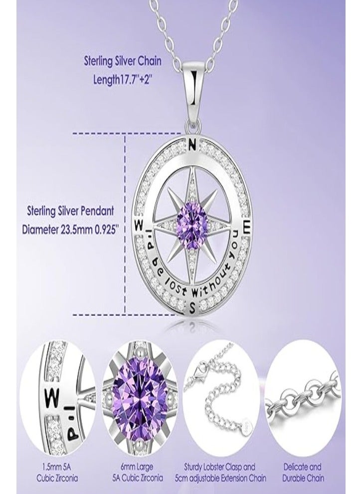 Zifeel Compass Necklace Gifts for Women wife - S925 Sterling Silver Birthstone Necklaces for Women - Anniversary Birthday Gifts for Her Wife Girlfriend - Valentines Day Mom Mothers Day  Gifts Jewelry for Women - Image 4