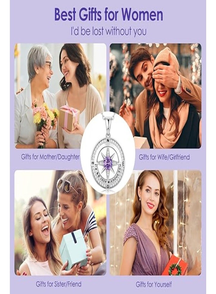 Zifeel Compass Necklace Gifts for Women wife - S925 Sterling Silver Birthstone Necklaces for Women - Anniversary Birthday Gifts for Her Wife Girlfriend - Valentines Day Mom Mothers Day  Gifts Jewelry for Women - Image 5