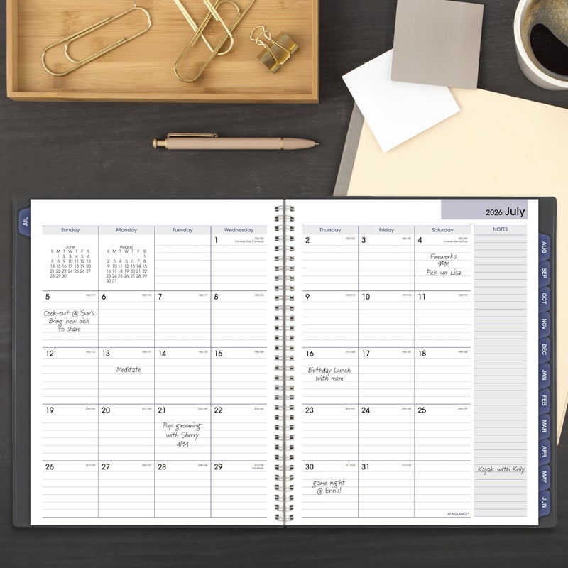 AT-A-GLANCE Planner 2026-2027 Monthly Academic 12-Month July-June Calendar Notebook, 8-1/2" x 11", DayMinder, Charcoal (AYC47045) - Image 2
