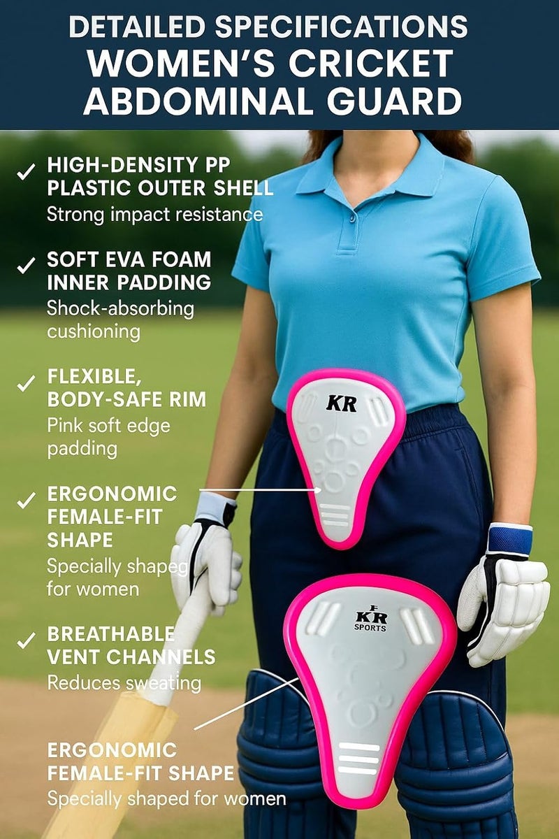 KR Women and Girls Abdominal Guard for Cricket | Junior Protective Gear with Hardened Plastic Shell & Soft Rubber Edges | Comfortable Sports Groin Protector for Training & Matches | Safety Cup - Image 3