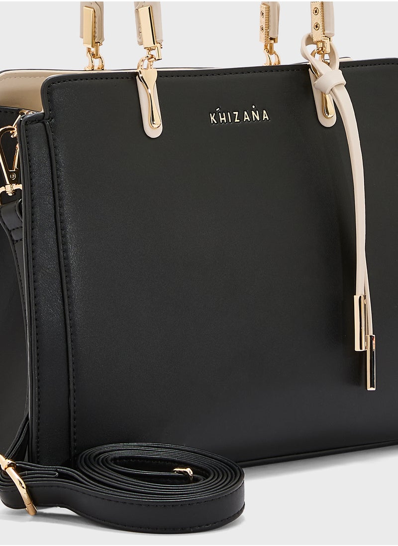 Khizana Metal Trim Detail Satchel Bag  - Image 4