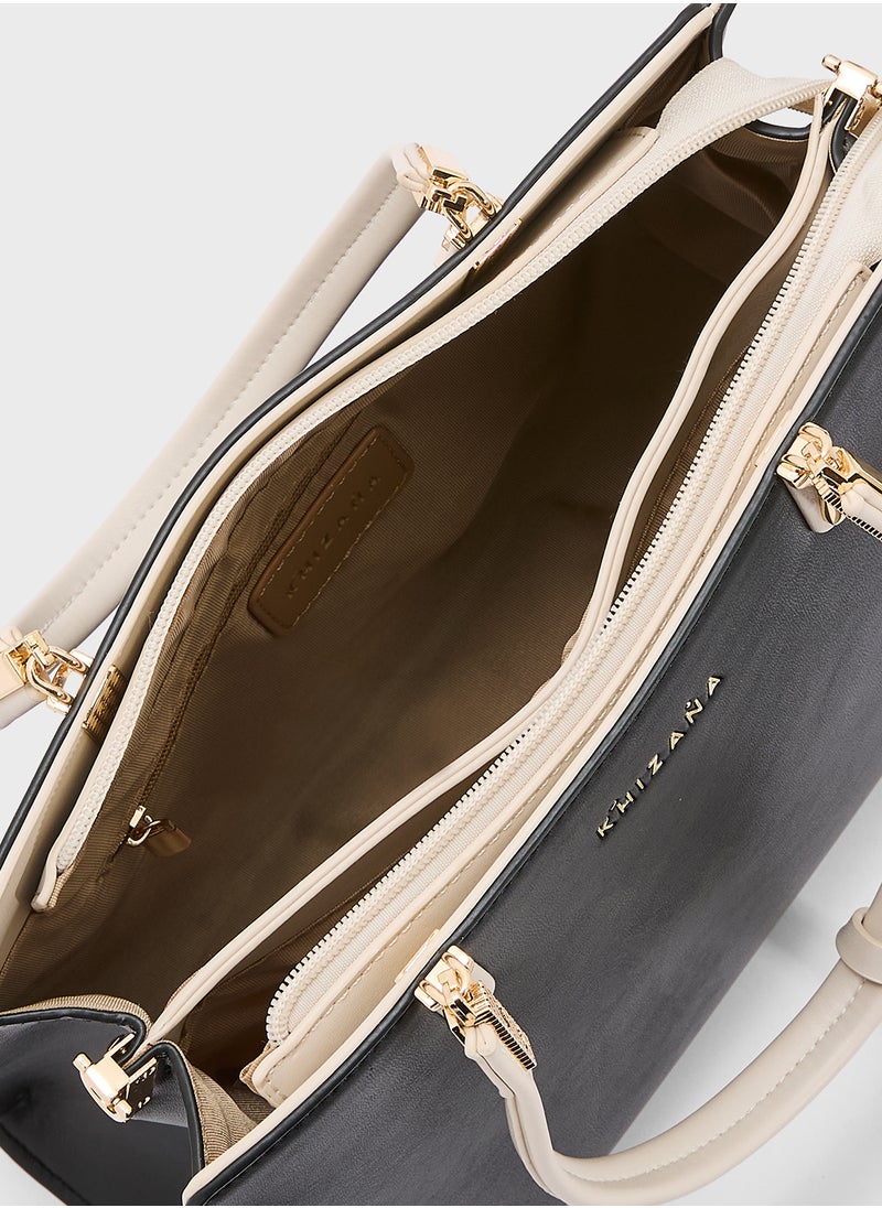 Khizana Metal Trim Detail Satchel Bag  - Image 5
