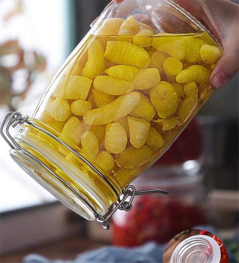 DANSR DANSR Round Airtight Glass Clear Storage Canister Food Storage Jars with Sealed Airtight Lids for Fermenting Preserving and Storage Cereal Beans Coffee Nuts Spice Pasta 1500ML1  - Image 2