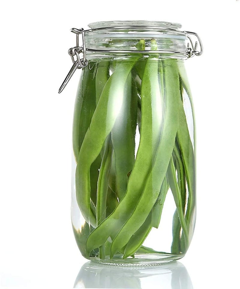 DANSR DANSR Round Airtight Glass Clear Storage Canister Food Storage Jars with Sealed Airtight Lids for Fermenting Preserving and Storage Cereal Beans Coffee Nuts Spice Pasta 1500ML1  - Image 1