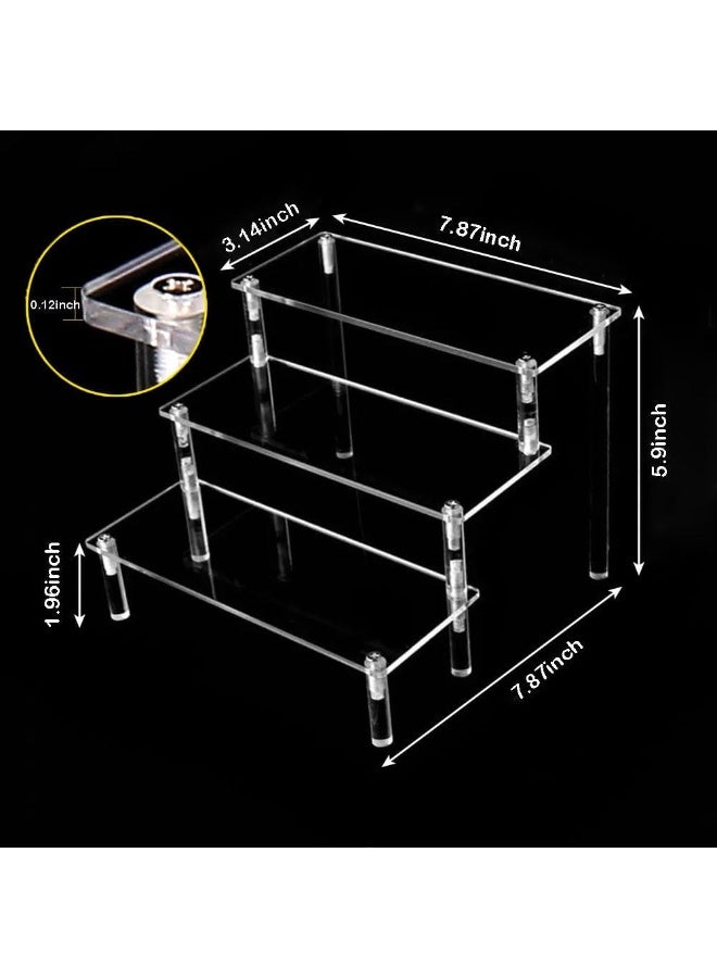 PTTIMFFM 3-Tier Clear Acrylic Display Riser Stand, Space-Saving Organizer for Perfume, Skincare, Cupcakes, Spices, Figurines, Collectibles - Image 2