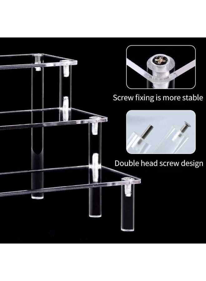 PTTIMFFM 3-Tier Clear Acrylic Display Riser Stand, Space-Saving Organizer for Perfume, Skincare, Cupcakes, Spices, Figurines, Collectibles - Image 4