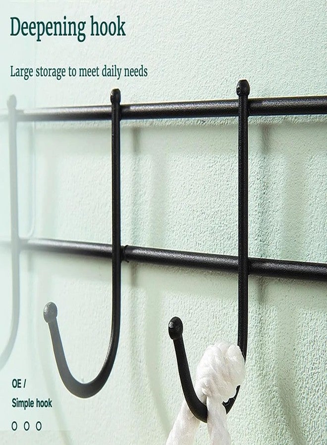 KYMIO Heavy Duty Adhesive Wall Hooks Rack | No Drill Multipurpose Kitchen & Bathroom Organizer | Strong Self Adhesive Hanging Hooks for Towels, Utensils, Clothes, Bags (Black, 6 Hooks) - Image 5