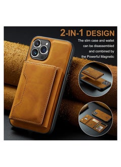 KASTWAVE Leather Wallet Phone Cases for iPhone 15 Pro Max, 6.7'' 2 in 1 Leather Phone Case Back Cover Magnetic Detachable with Trifold Wallet Card Holder Pocket Detachable Back Cover (Brown)  - Image 2