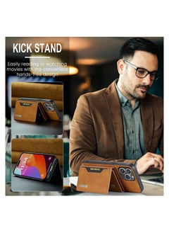 KASTWAVE Leather Wallet Phone Cases for iPhone 15 Pro Max, 6.7'' 2 in 1 Leather Phone Case Back Cover Magnetic Detachable with Trifold Wallet Card Holder Pocket Detachable Back Cover (Brown)  - Image 5
