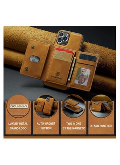 KASTWAVE Leather Wallet Phone Cases for iPhone 15 Pro Max, 6.7'' 2 in 1 Leather Phone Case Back Cover Magnetic Detachable with Trifold Wallet Card Holder Pocket Detachable Back Cover (Brown)  - Image 3