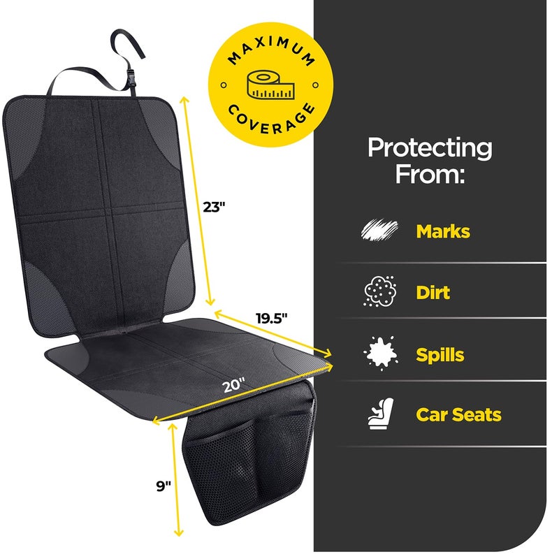 lebogner Car Seat Protector for Baby and Child â€“ Non-Slip, Thick Padded Cover with 2 Mesh Pockets â€“ 1 Pack - Image 2