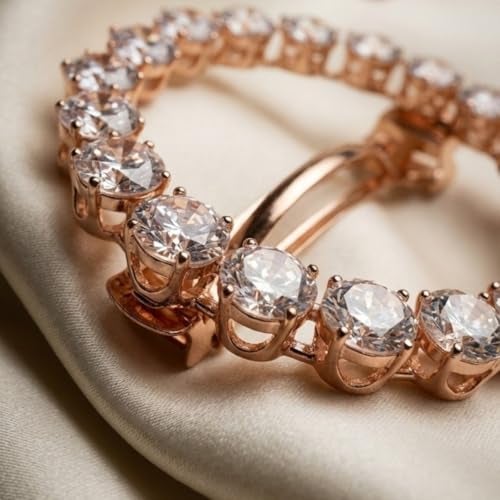 Accessher Rose Gold Round Hair Barettes | Crystal Hair Clip with Zircon Stones | Hair Accessories for Women & Girls Pack of 1 - Image 3