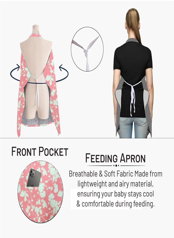 ZIKKU 100% Cotton Nursing Cover for Breastfeeding, Soft and Breathable, Feeding Apron/Cover for Nursing Moms, Lightweight and Comfortable Maternity Breastfeeding Cover with Mobile Pocket (Pink Flower) - Image 4