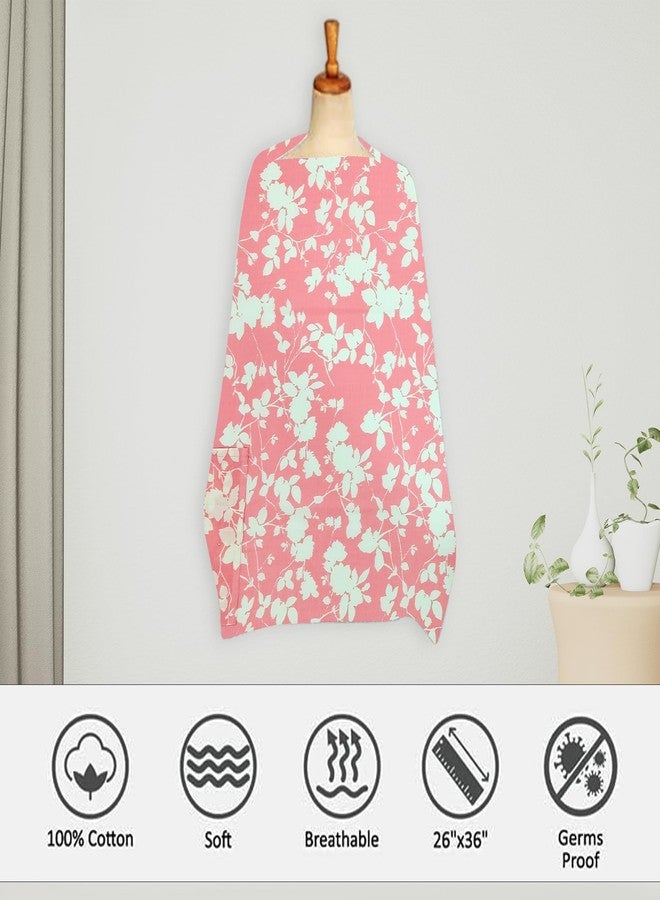 ZIKKU 100% Cotton Nursing Cover for Breastfeeding, Soft and Breathable, Feeding Apron/Cover for Nursing Moms, Lightweight and Comfortable Maternity Breastfeeding Cover with Mobile Pocket (Pink Flower) - Image 5