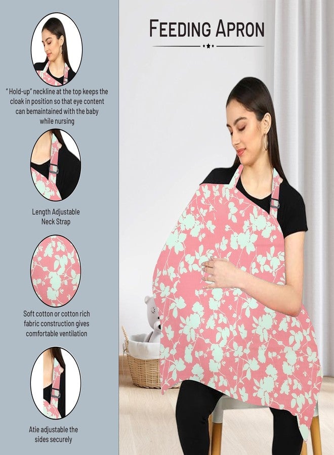 ZIKKU 100% Cotton Nursing Cover for Breastfeeding, Soft and Breathable, Feeding Apron/Cover for Nursing Moms, Lightweight and Comfortable Maternity Breastfeeding Cover with Mobile Pocket (Pink Flower) - Image 2
