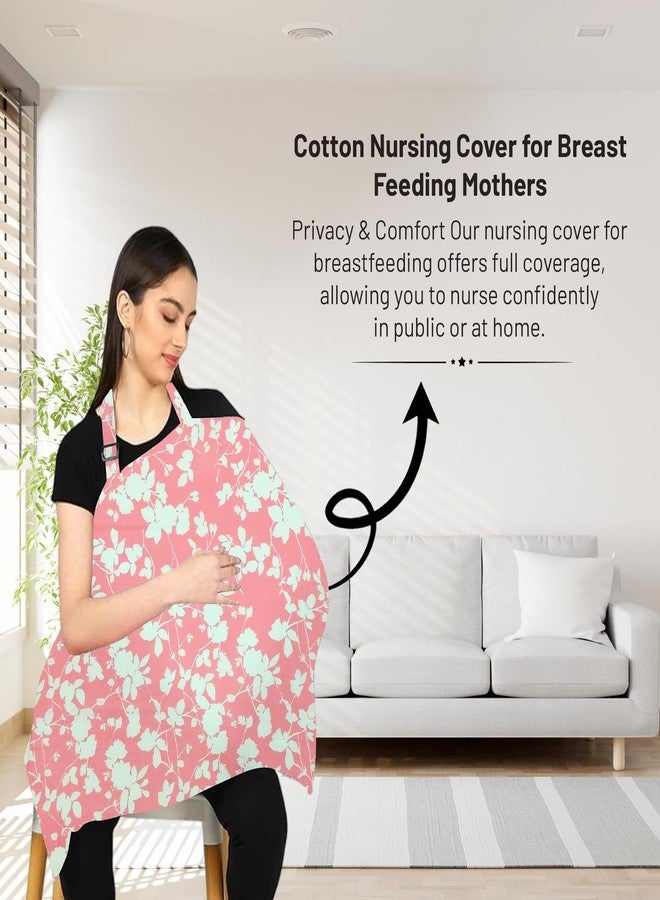 ZIKKU 100% Cotton Nursing Cover for Breastfeeding, Soft and Breathable, Feeding Apron/Cover for Nursing Moms, Lightweight and Comfortable Maternity Breastfeeding Cover with Mobile Pocket (Pink Flower) - Image 1