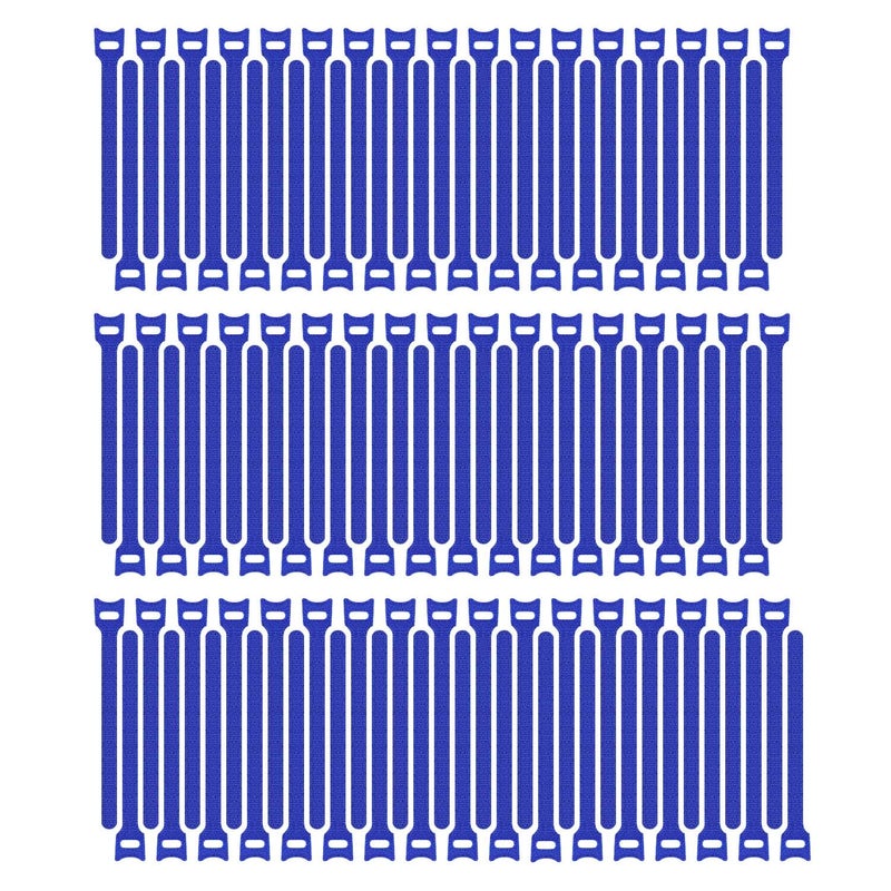 Pasow 100Pcs Reusable Fastening Cable Ties Adjustable Wire Management 8 Inch (Blue) - Image 1