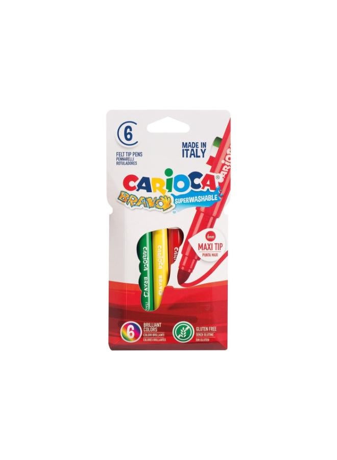 carioca Pack Of 6 Bravo Super Washable Markers 