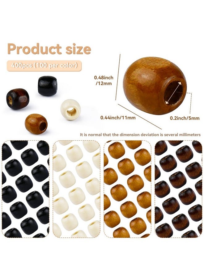 Tenalleys 400Pcs Large Hole Wooden Craft Beads 4 Colors 12X11Mm Natural Barrel Wood Loose Beads Spacer Beads Big Hole Beads Assorted For Jewelry Making Decoration Bracelet Diy Handmade  - Image 2