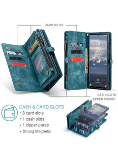 CaseMe For Samsung Galaxy S24 Ultra Wallet Case, Zipper Purse Folio Leather Wallet with Card Holder Wrist Strap, 2-in-1 Detachable Magnetic Shockproof Full Body Protective Back Cover  - Image 2