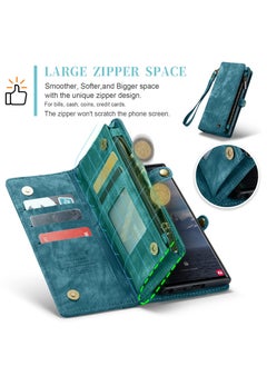 CaseMe For Samsung Galaxy S24 Ultra Wallet Case, Zipper Purse Folio Leather Wallet with Card Holder Wrist Strap, 2-in-1 Detachable Magnetic Shockproof Full Body Protective Back Cover  - Image 5