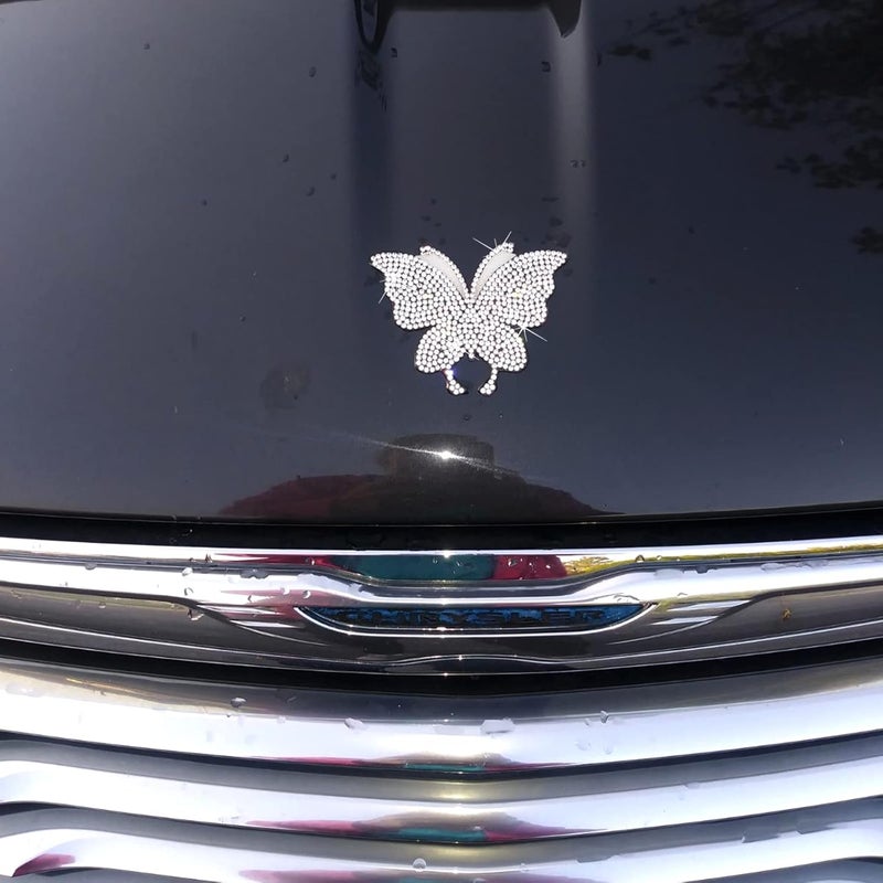 DBlosp 2 PCS Crystal Car Decoration Stickers Butterfly Bling Crystal Rhinestone Car Sticker Decal,Decorate Cars Bumper Window Laptops Luggage Rhinestone Sticker,Decoration Bling Bling Interior Accessories - Image 5