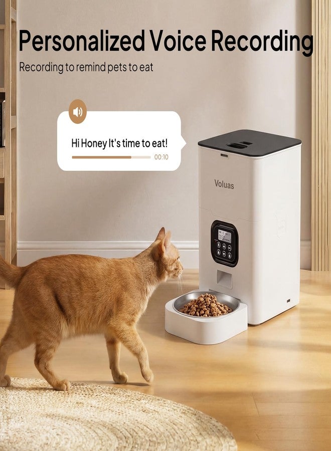 VOLUAS Automatic Cat Feeders - Timed Pet Feeder for Cats and Dogs with Dry Food Dispenser, Desiccant Bag, Programmable Portion Control, 4 Daily Meals, 10s Voice Recorder - Image 4