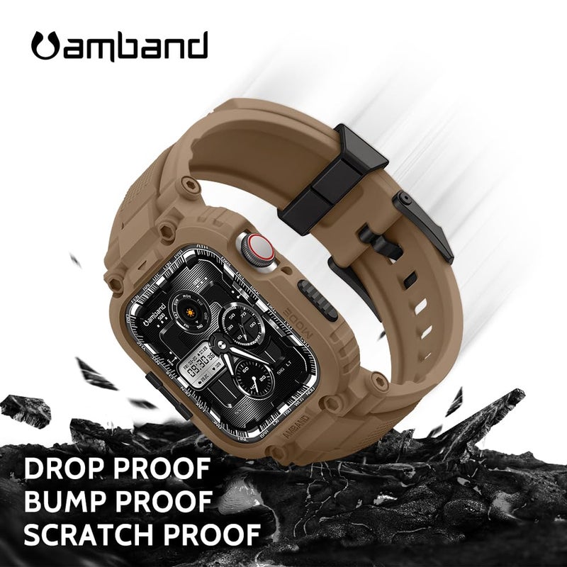 amBand Compatible with Apple Watch Series 9/8/7/6/5/4 & SE 3/2/1 41mm/40mm Band Case for Men, M1 Sport Rugged Case with Strap Military Protective Cover Bumper for iWatch 41/40 mm 38mm - Desert Tan - Image 3