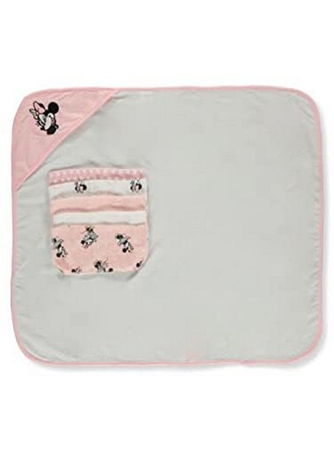 Cudlie Disney Baby Minnie Mouse Hooded Towel with 5 Piece Washcloth Set, Rosy Dream Print, GS71796 - Image 2