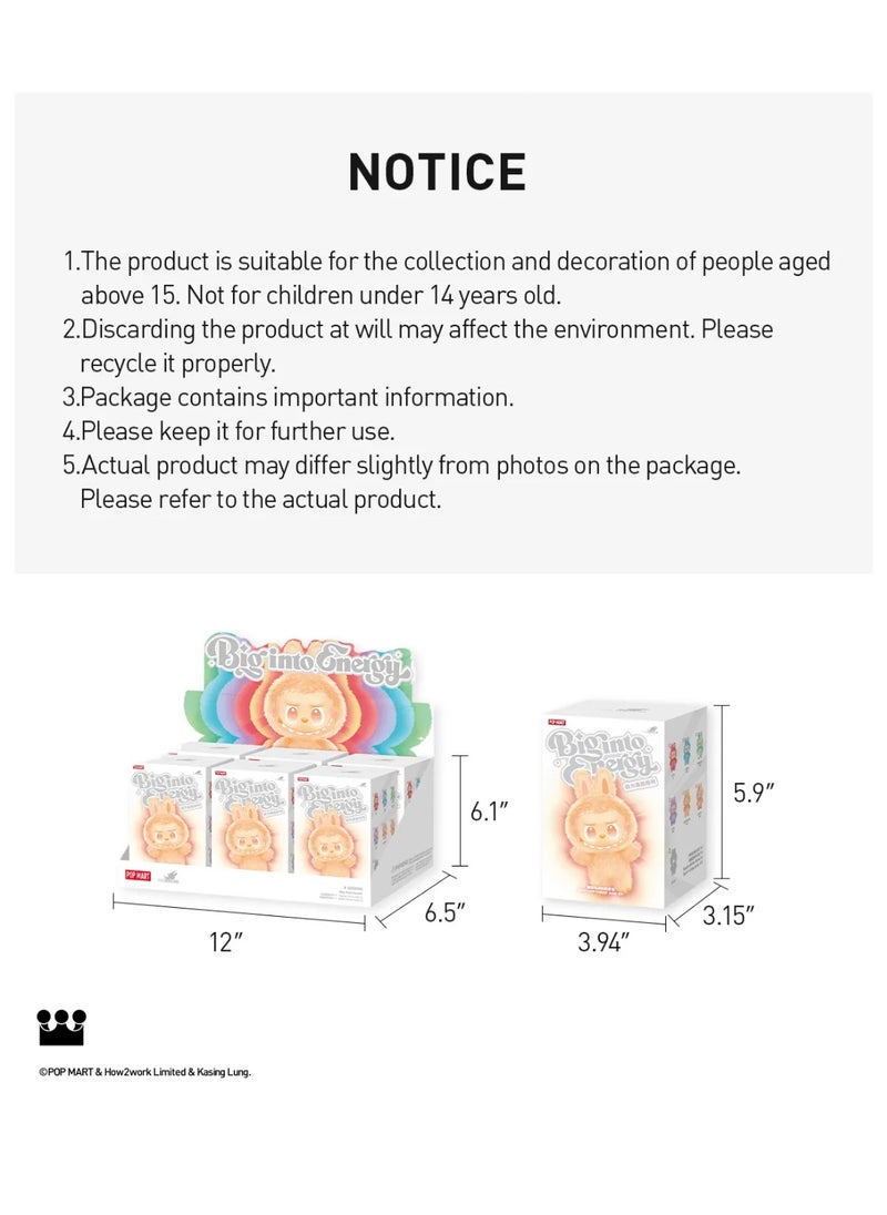 LABUBU The Monsters Big into Energy Series-Vinyl Plush Pendant Blind Box, Blind Box Figures, Random Design Action Figures Collectible Toys Home Decorations, (Single Box)