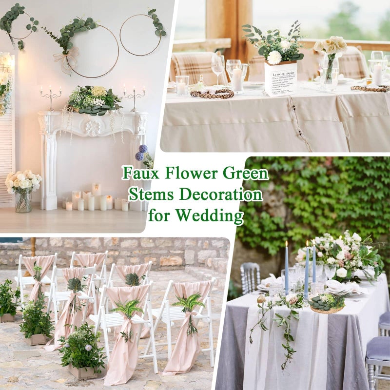 Dexpinzo 120Pcs 15 Kinds Mixed Artificial Eucalyptus Leaves Stems and Faux Flowers Bulk, Fake Silver Dollar Eucalyptus Bundle Plants Greenery Branches for Wedding Vase Bouquets Floral Arrangement Home Decor - Image 2