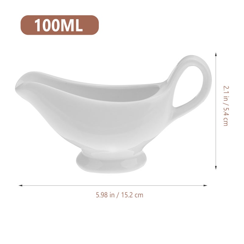 Gravy Boats White 15.3*9*5.2 Ergonomic Handles Ceramic - Durable Long-Lasting Sauce Storage for Home Kitchen Party Picnic Dining Decoration - Image 4