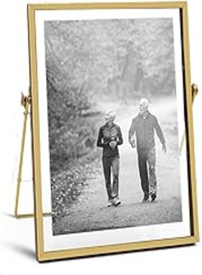 AceList Glass Simple Metal Geometric Picture Frame with Plexiglas Cover Collection - 5 x 7