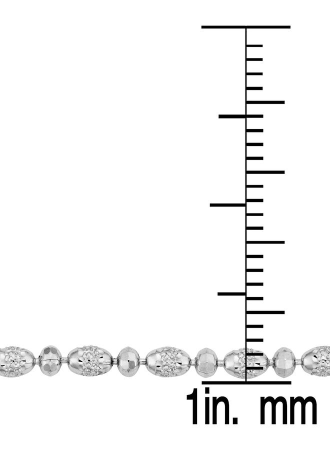 Kooljewelry قلادة من الفضة الإسترليني بخرز دائري وبيضاوي مقطوع بالماس 2.4 مم (30 بوصة) - Image 3